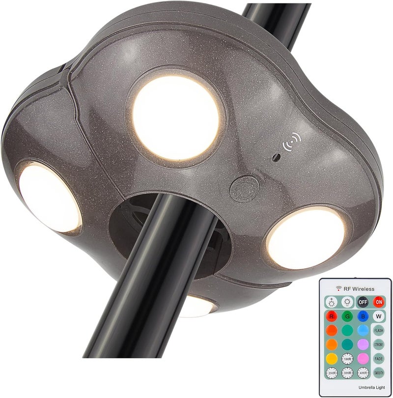 BIGMONAT Patio Umbrella Light Battery Operated, Outdoor Table Umbrella Lights with Remote and Timer, Color Changing Pole Light, Wireless Tent Lights for Camping, Brightness Dimmable, 250 Lumens - Image 1